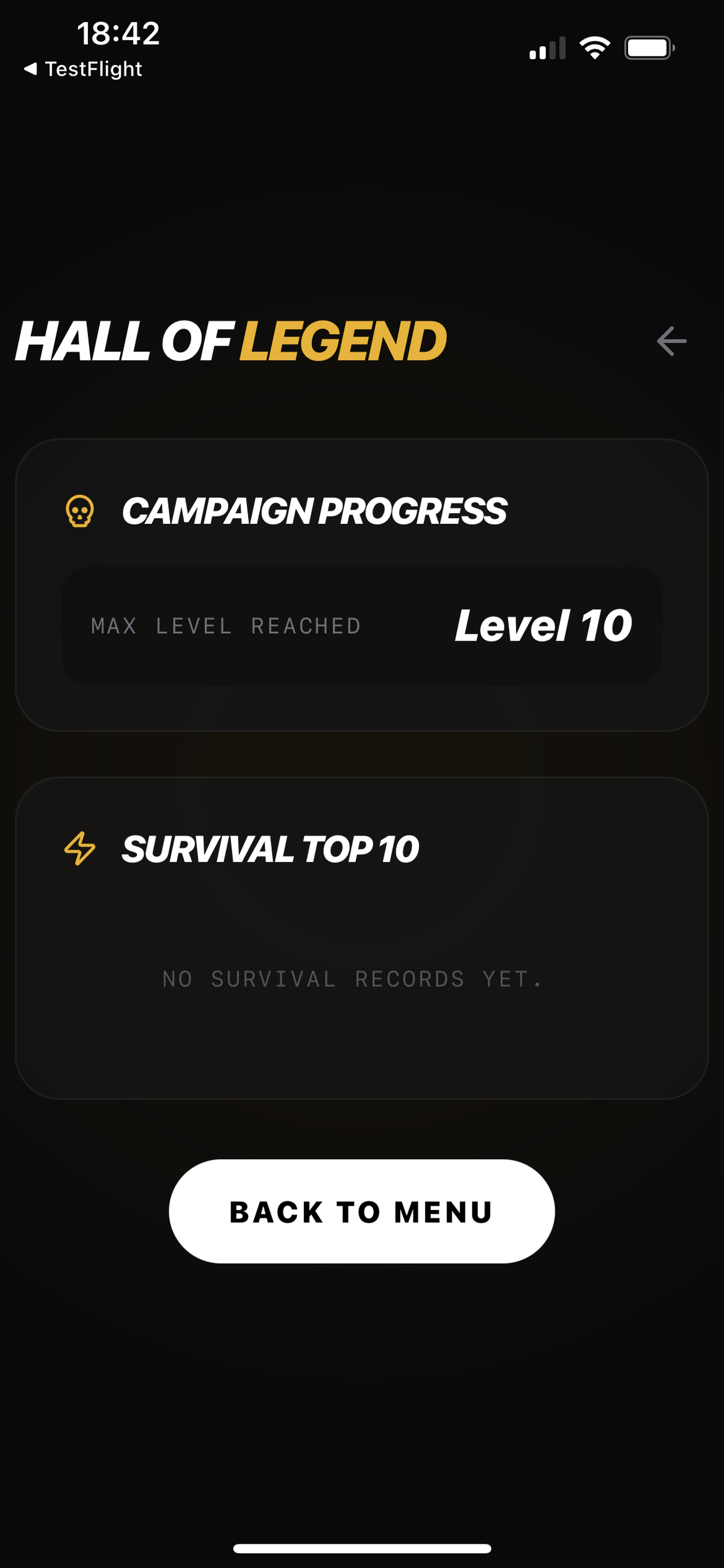 Chuck Crush progression and hall of legend screen in the web game